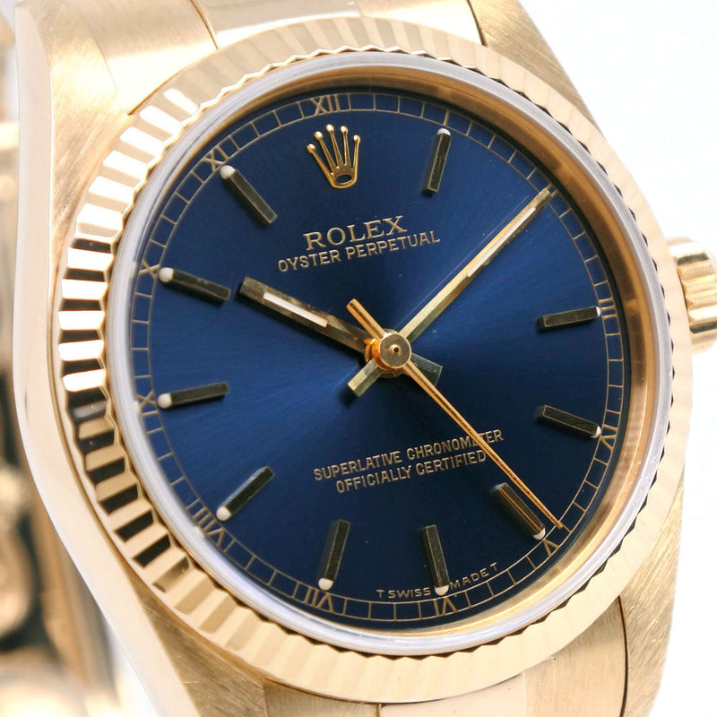 [Rolex] Rolex Oyster Petur N Número 67518 Mira K18 Amarillo Gold Automático Analógico Carga de carga Azul Dial Mira un rango