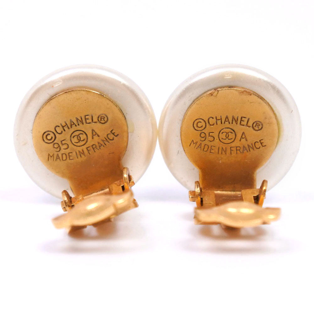 CHANEL】シャネル ココマーク イヤリング 金メッキ×フェイクパール 95A