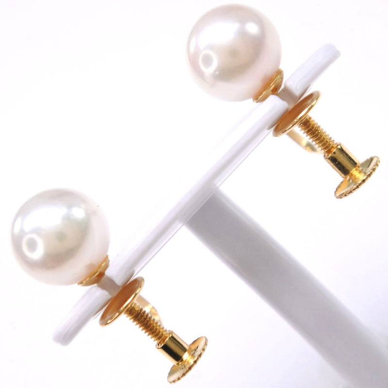 Pearl earrings 7.0mm K18 Yellow Gold x Pearl Ladies A+Rank