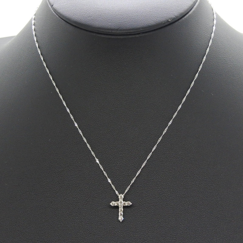 Cross necklace diamond x PT900 platinum x PT850 D0.5 engraved CROSS Ladies A-Rank