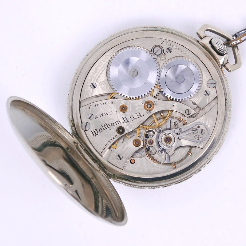 [Waltham] Waltham Pocket Watch 스테인레스 스틸 손 -롤링 된 유엔 주식 포켓 워치