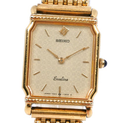 【SEIKO】セイコー
 エクセリーヌ 7320-6490 金メッキ クオーツ アナログ表示 レディース シルバー文字盤 腕時計