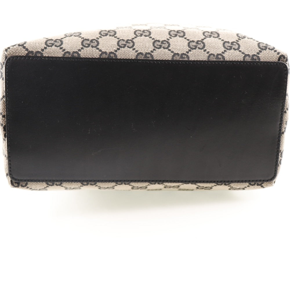 1GUCCI グッチ GGキャンバス トートバッグ 002.1098 ブラック GGキャンバス グッチ トートバッグ キャンバス×レザー ブラック