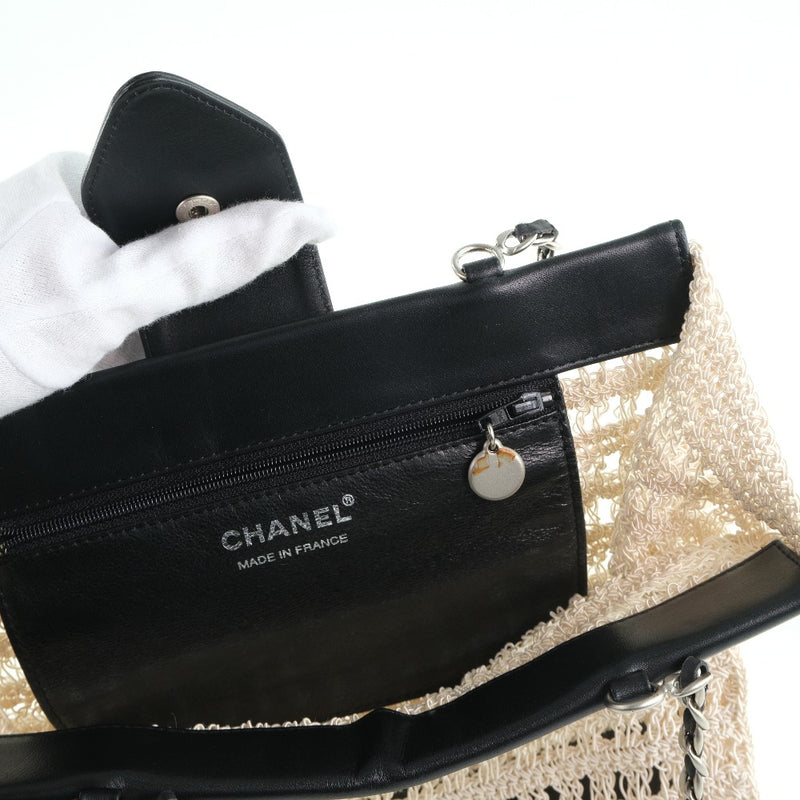 CHANEL] Chanel Chain braid handbag Leather White Ladies Handbag A
