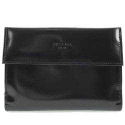 [PRADA] Prada M523 Bi -fold wallet patent leather x spazzolato nero Black unisex Bi -fold wallet A rank
