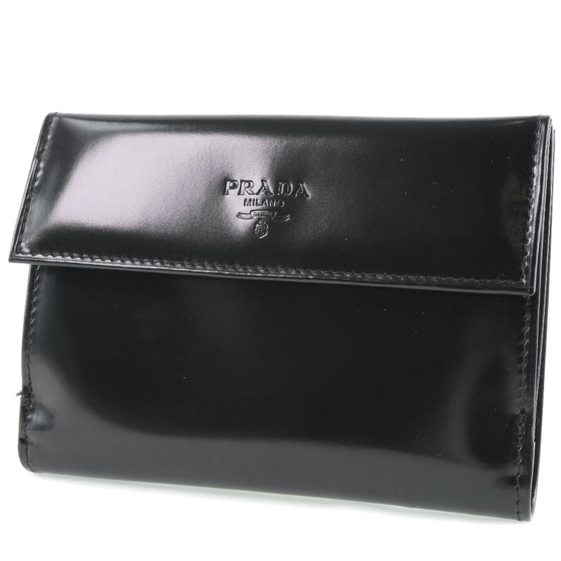 [Prada] Prada M523 Bi- 폴드 지갑 특허 가죽 x Spazzolato Nero Black Unisex Bi -Fold 지갑 A 등급