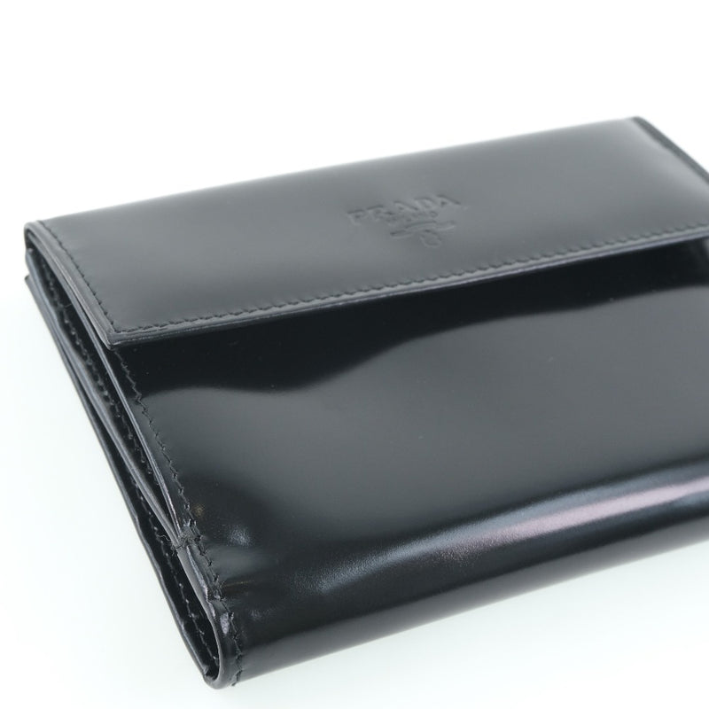 [PRADA] Prada M523 Bi -fold wallet patent leather x spazzolato nero Black unisex Bi -fold wallet A rank