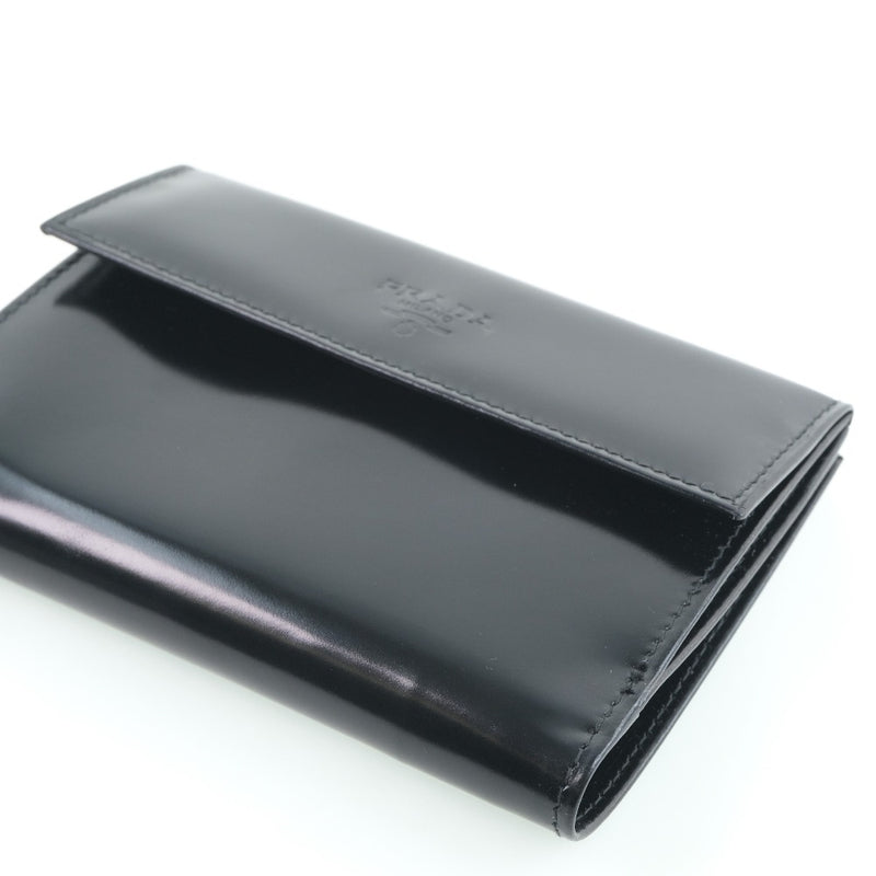 [Prada] Prada M523 bi -fold billetera cuero de patente x spazzolato nero negros unisex bi -billet de bi -fold un rango