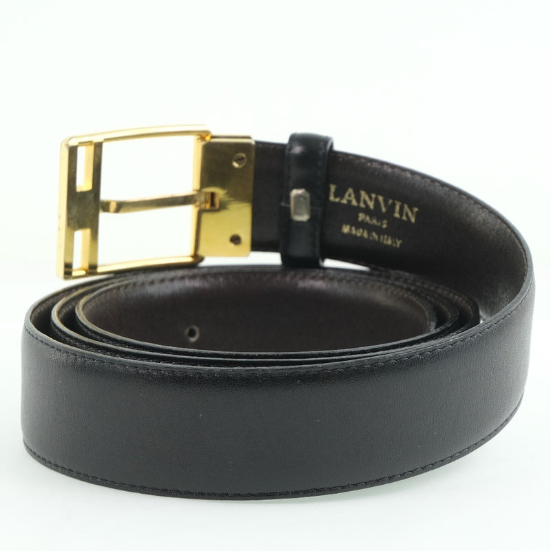 【LANVIN】ランバン
 85-90cm ベルト
 カーフ 黒 メンズ ベルト
A-ランク