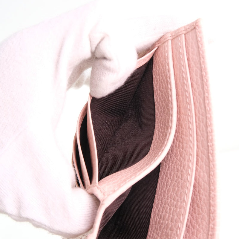 [Gucci] Gucci GG Petit Marmont 456122 BI-折叠钱包皮革粉红色米色女士Bi -fold Callet A+等级