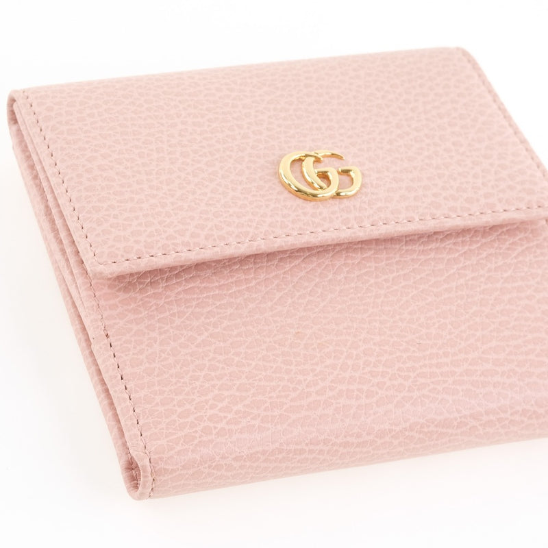 [Gucci] Gucci GG Petit Marmont 456122 Bi -fold Ballet de cuero Pink Beige Ladies Bi -fold Billet A+Rank