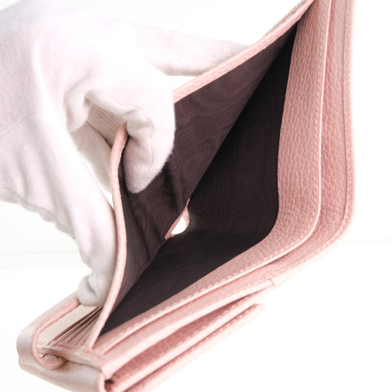 [Gucci] Gucci GG Petit Marmont 456122 Bi -fold Ballet de cuero Pink Beige Ladies Bi -fold Billet A+Rank