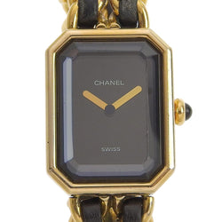 【CHANEL】シャネル
 プルミエールL H0001 金メッキ×レザー クオーツ アナログ表示 レディース 黒文字盤 腕時計
