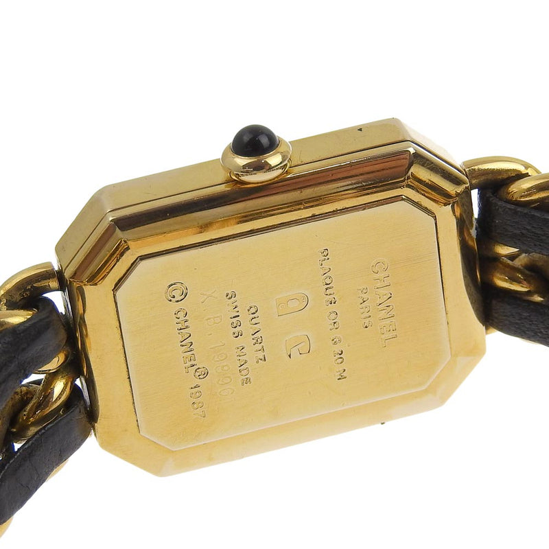 【CHANEL】シャネル
 プルミエールL H0001 金メッキ×レザー クオーツ アナログ表示 レディース 黒文字盤 腕時計