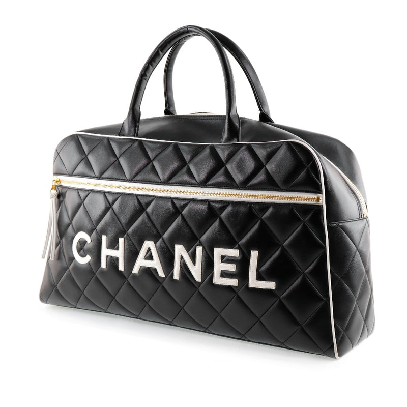 CHANEL] Chanel Logo Matrasse A05943 Boston bag Calf Black Ladies