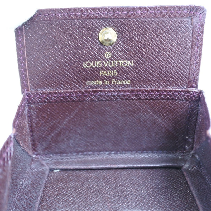 [Louis Vuitton] Louis Vuitton Porto Monone Bowat Coin Case Purse M30386 Taiga Acaju Red Tea Mi0022 조각 버튼 Porto Monnet Bowat Unisex