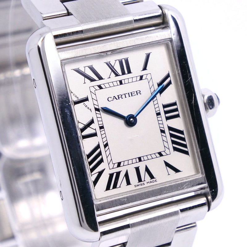 【CARTIER】カルティエ
 タンクソロSM W5200013 腕時計
 ステンレススチール クオーツ アナログ表示 レディース シルバー文字盤 腕時計