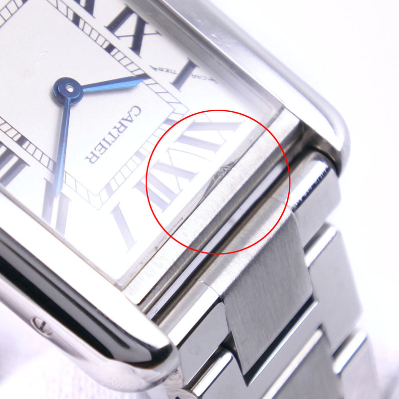 【CARTIER】カルティエ
 タンクソロSM W5200013 腕時計
 ステンレススチール クオーツ アナログ表示 レディース シルバー文字盤 腕時計