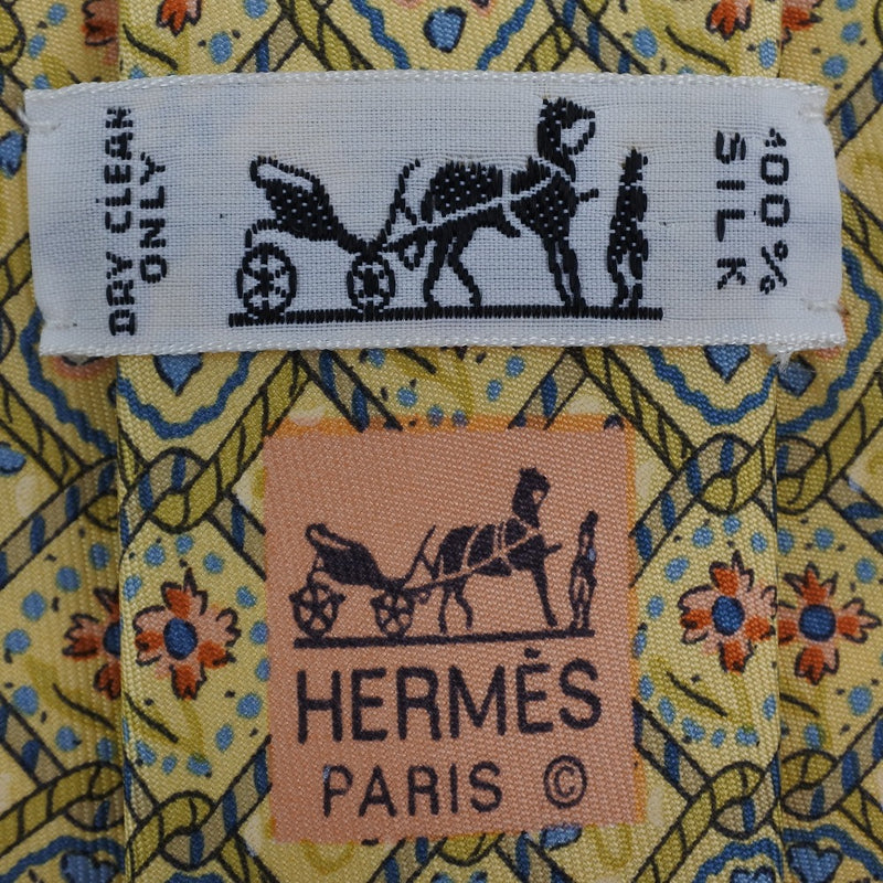 [Hermes] Hermes Tie Silk Yellow Tie S Rank