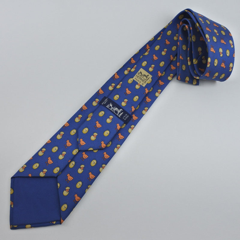 [Hermes] Hermes Bird/Egg Tie Silk Blue Men 's Tie S Rank