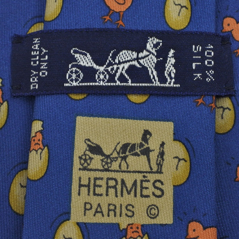 【HERMES】エルメス
 bird/egg ネクタイ
 シルク ブルー メンズ ネクタイ
Sランク