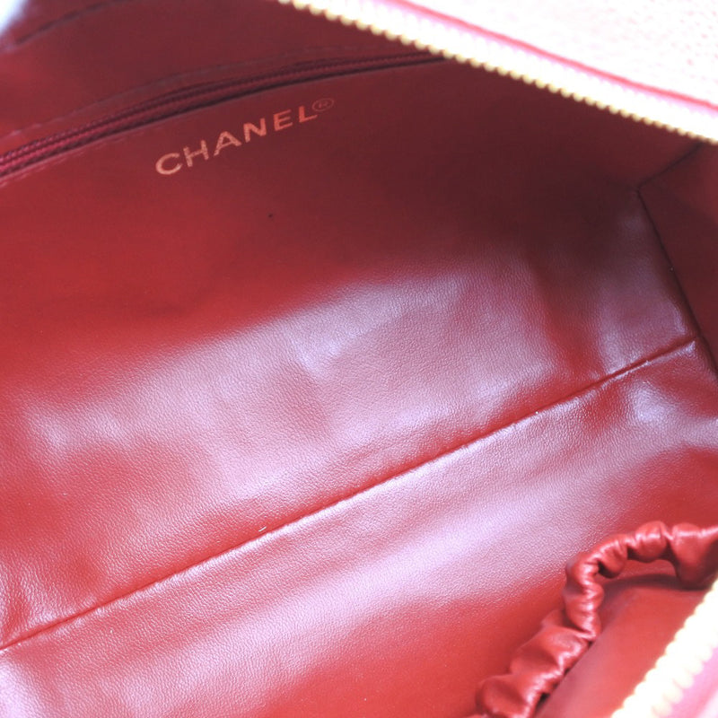 【CHANEL】シャネル
 セカンドバッグ ポーチ
 希少 A01996X01503 キャビアスキン 赤 ファスナー business bag レディースSランク