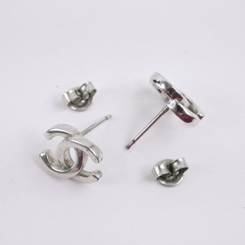 CHANEL] Chanel Coco Mark Earrings Metal Silver Ladies Earrings