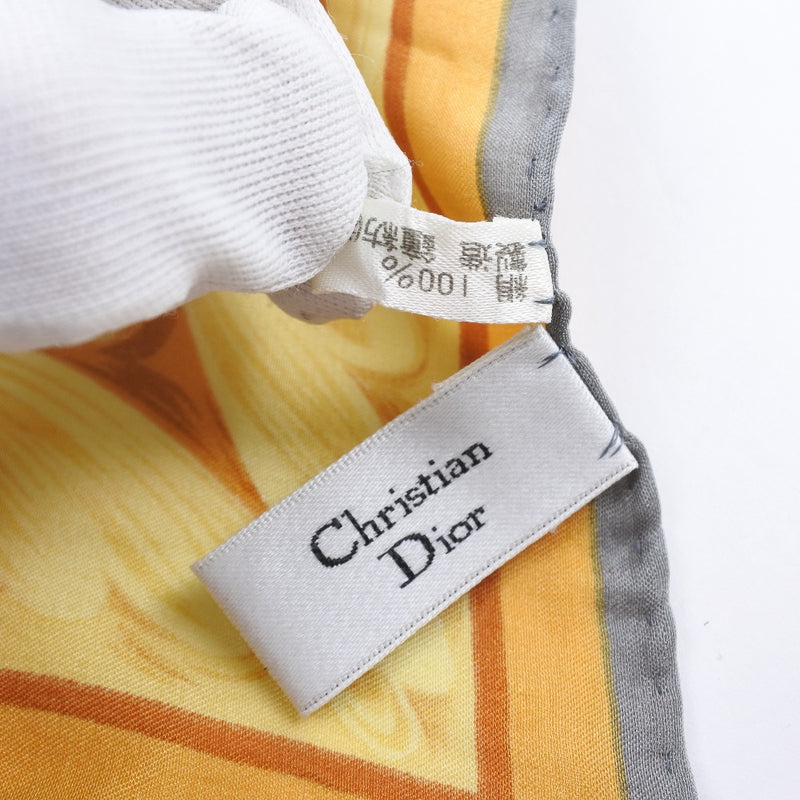 【Dior】クリスチャンディオール
 フラワー シルク ゴールド レディース スカーフ
A+ランク