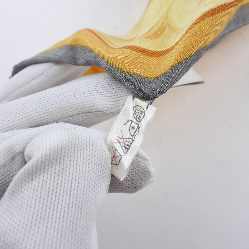 【Dior】クリスチャンディオール
 フラワー シルク ゴールド レディース スカーフ
A+ランク