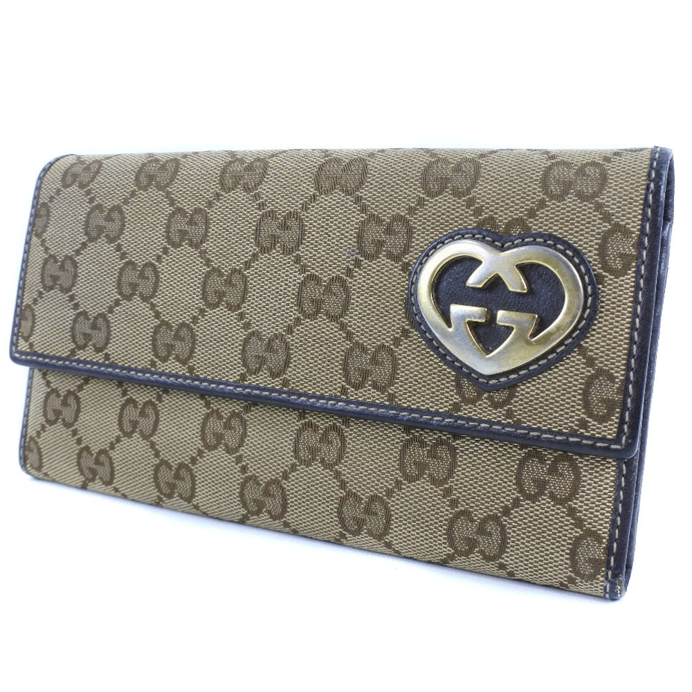 GUCCI LOVELY HEART BRONZE MONOGRAM CANVAS hotsell & LEATHER LONG WALLET