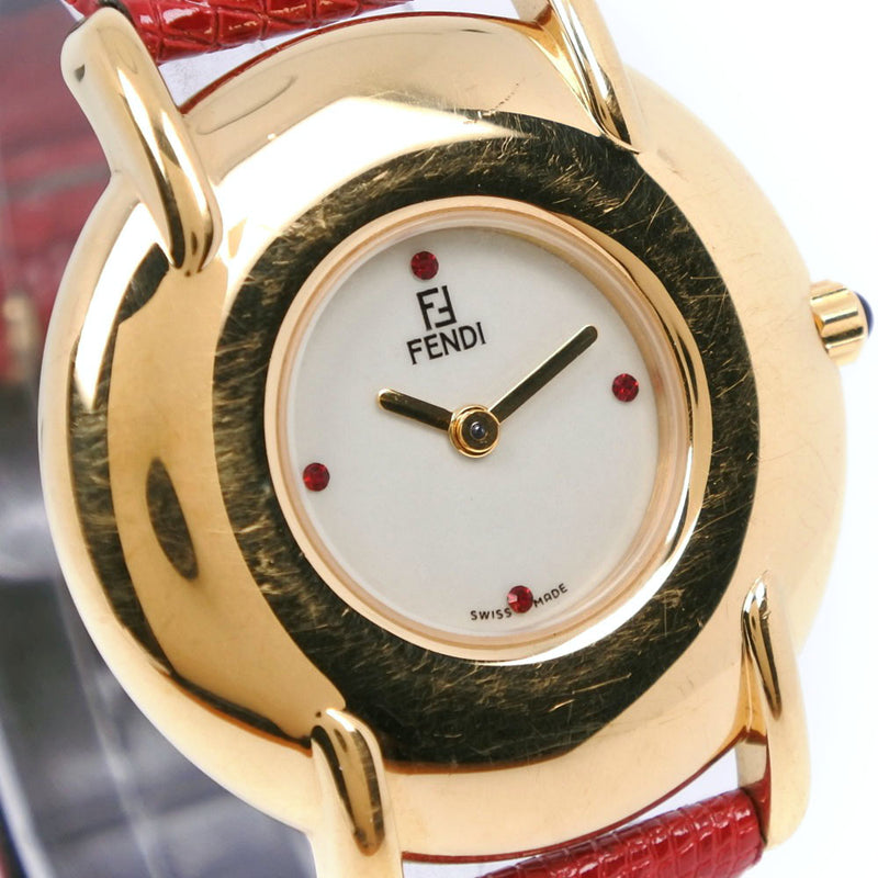 【FENDI】フェンディ
 400J ステンレススチール×レザー レッド クオーツ アナログ表示 レディース 白文字盤 腕時計