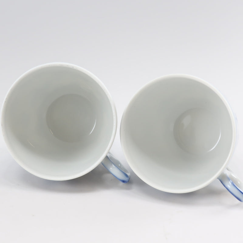 [皇家哥本哈根]皇家哥本哈根蓝色长笛平原摩卡杯和碟子x 2 demitas餐具瓷器