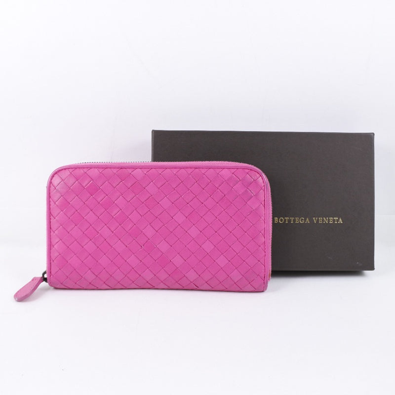 [BOTTEGAVENETA] Bottega Veneta Round Fastener Intrechart Long Wallet Leather Pink Ladies Long Wallet