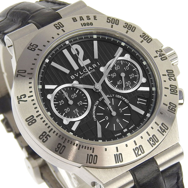 【BVLGARI】ブルガリ
 ディアゴノ プロフェッショナル CH40STA 腕時計
 ステンレススチール×レザー 自動巻き アナログ表示 メンズ 黒文字盤 腕時計
A-ランク