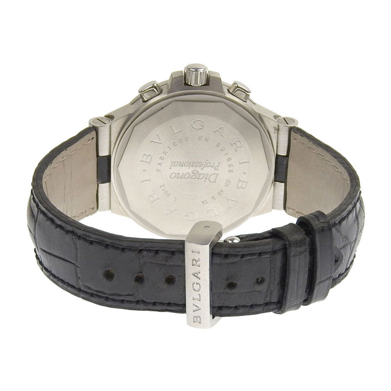 [Bvlgari] Bulgari Diagono Professional CH40sta Watch de acero inoxidable x cuero de cuero Reloj de marcación negra automática para hombres A-Rank