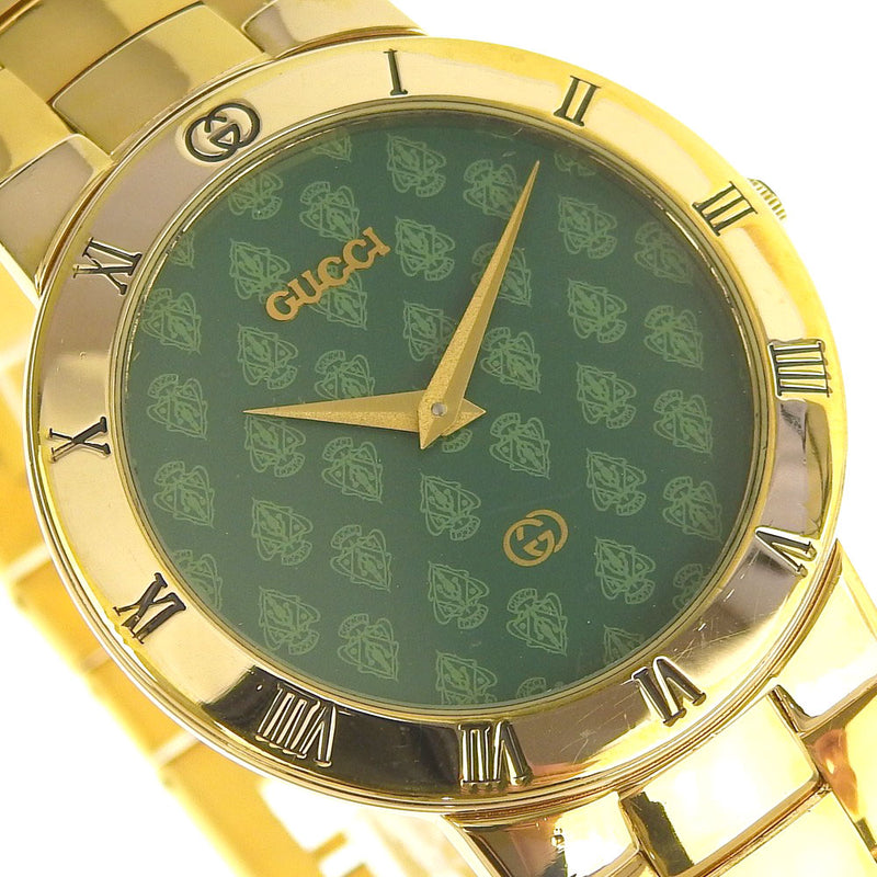 【GUCCI】グッチ
 3300M 腕時計
 ステンレススチール クオーツ アナログ表示 メンズ 緑文字盤 腕時計