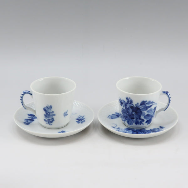 [Royal Copenhagen] Royal Copenhagen Blue Flower Plain & Curve Demitas Cup & Saucer x 4 Tableware S Rank
