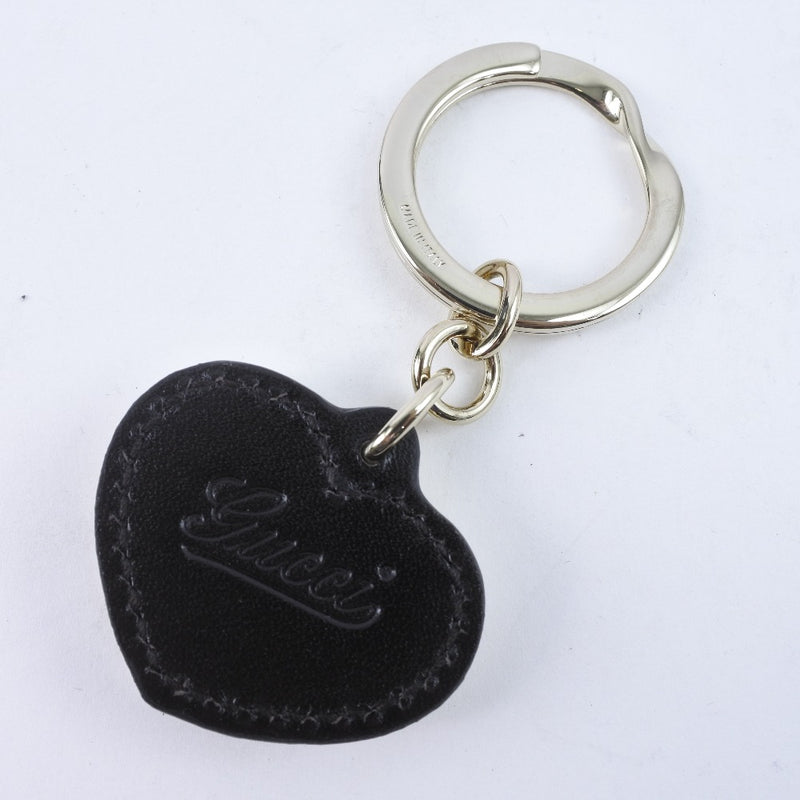 [Gucci] Gucci Interlucking Heart Keychain Cuero de cuero Black Ladies K Keychain s Rank