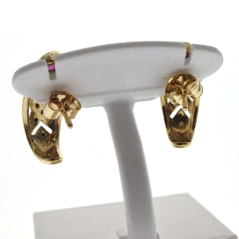 Clover K18 Yellow Gold x Ruby x Diamond Ladies Earrings SA Rank