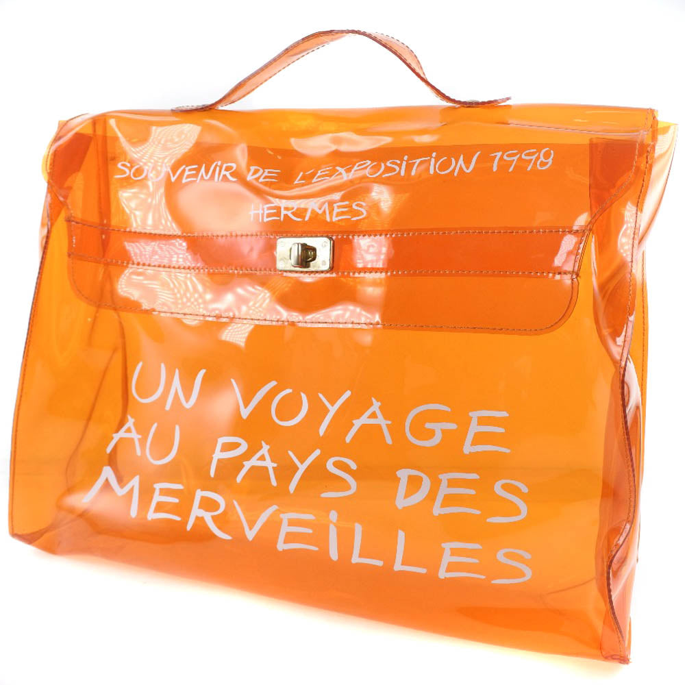 美品 未使用品 HERMES ビニール ケリー クリア オレンジ ビニール