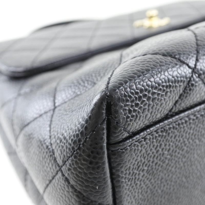 [CHANEL] Chanel A12397 Handbag Mat Cabiaskin Black Ladies Handbag A+Rank