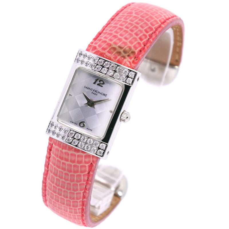【SAINT HONORE】サントノーレ
 711235.2-F01 腕時計
 ステンレススチール×ラインストーン ピンク クオーツ アナログ表示 レディース シルバー文字盤 腕時計