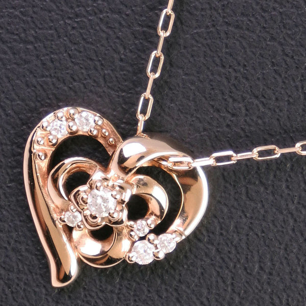 [4 ° C] Yeong Sea Heart Necklace 2015 111546623101 K10 Pink Gold X Diamond Heart Ladies A Rank