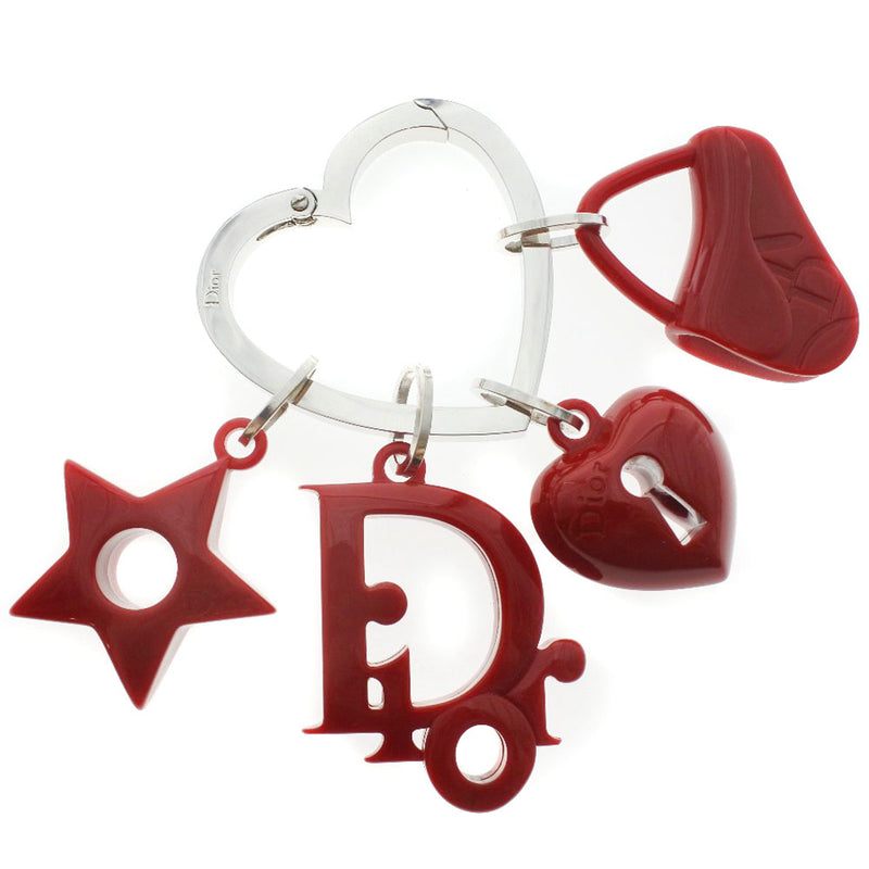 【Dior】クリスチャンディオール
 バッグチャーム サドルバッグモチーフ ハート キーホルダー
 金属製 赤 レディース キーホルダー
Aランク
