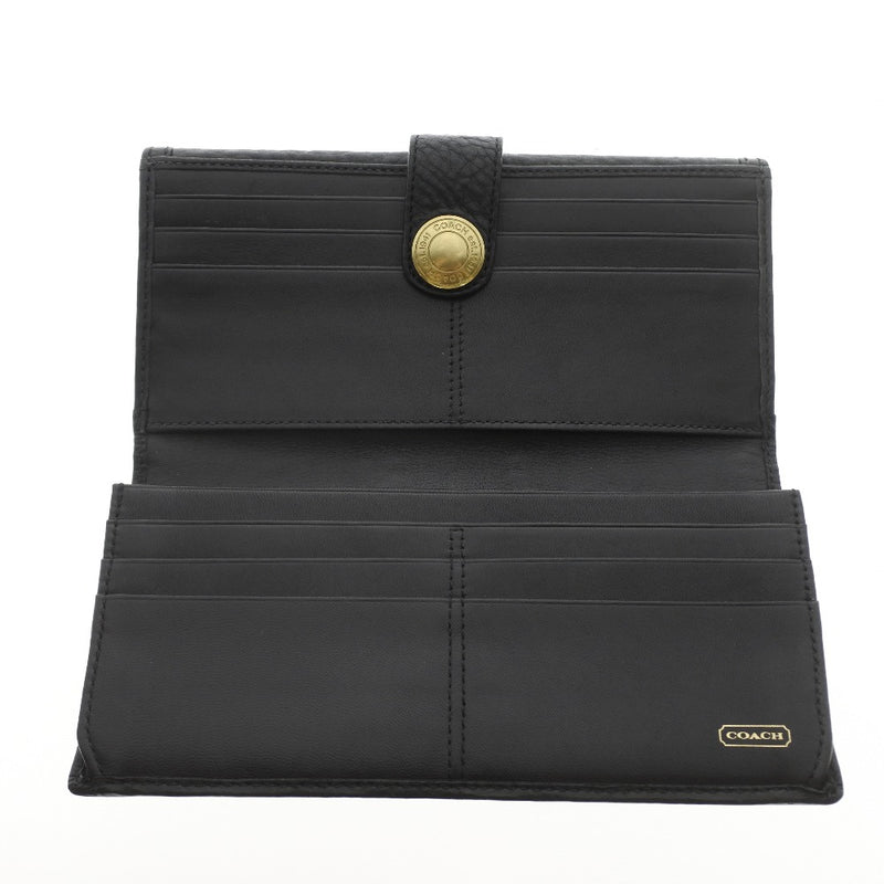 [Coach] Coach signature long wallet canvas x leather black unisex long wallet A rank