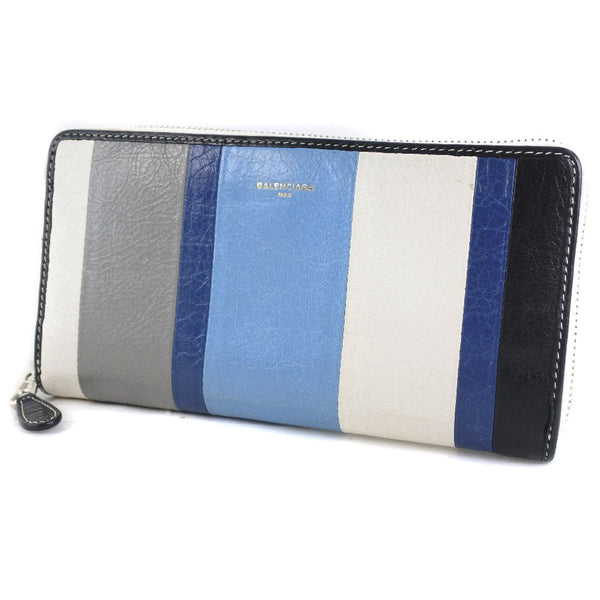 [BALENCIAGA] Balenciaga Bazaar Continental Zip Around 443655.4380 Long Wallet Stainless Steel Blue Unisex Long Wallet