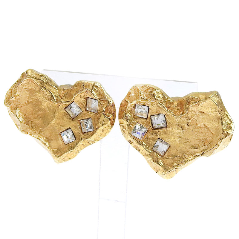 [Christian Lacroix] Christian La Clear Weart Gold plating x Rhinestone Ladies Earrings A-Rank