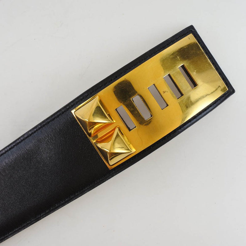 [HERMES] Hermes Medor Box Curf Black 〇Y engraved ladies belt
