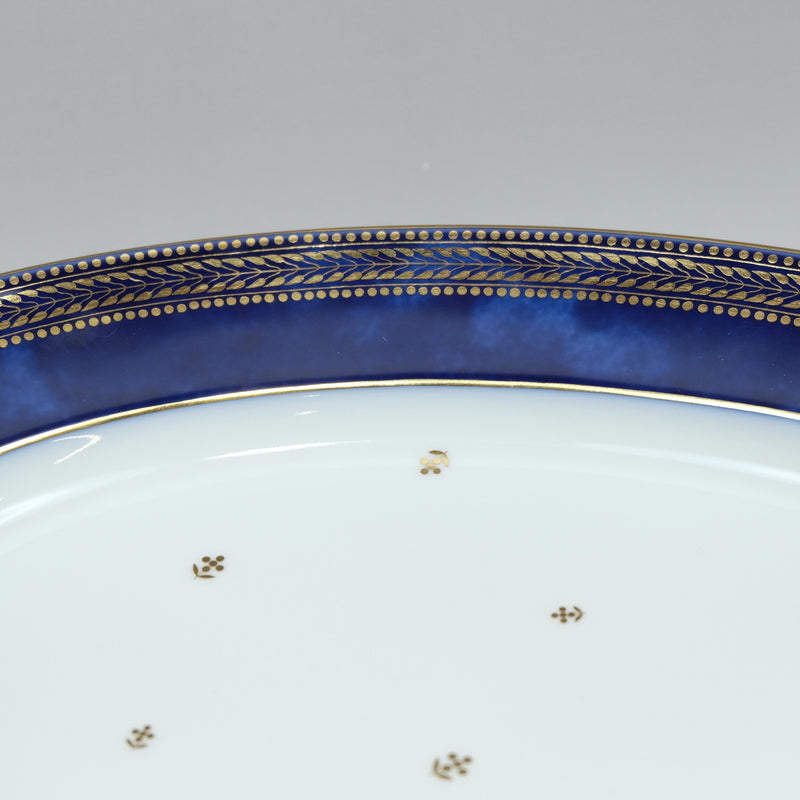 [SEVRES] Sable Crouded Blue Freeze No.142 Oval Plate Porcelain_ Tableware A Rank