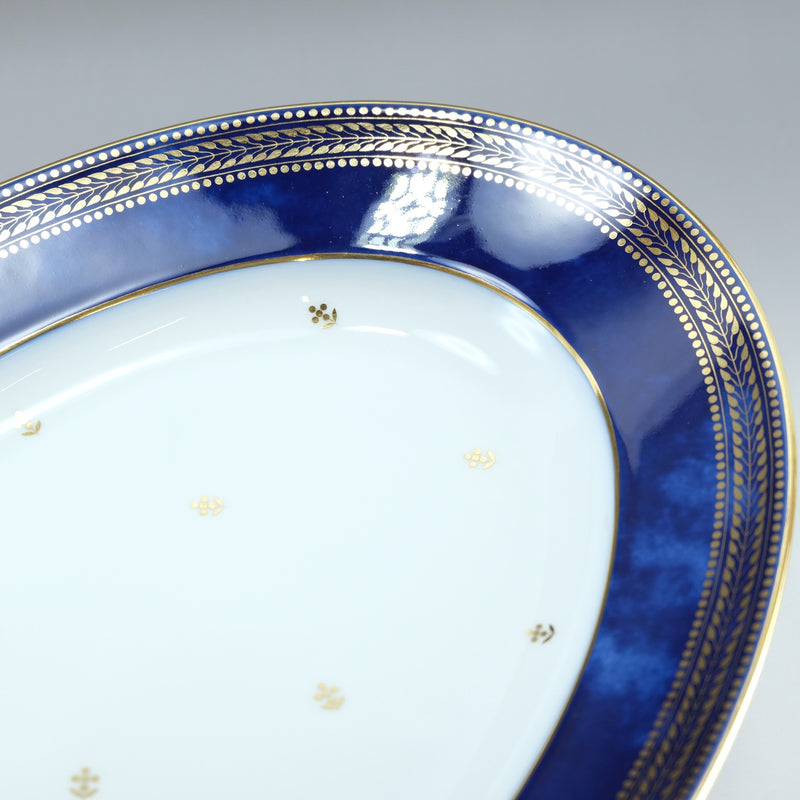 [SEVRES] Sable Crouded Blue Freeze No.142 Oval Plate Porcelain_ Tableware A Rank